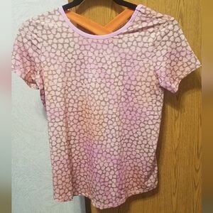 NWT Lands End Pink Patterned Short Sleeve Top Size XL